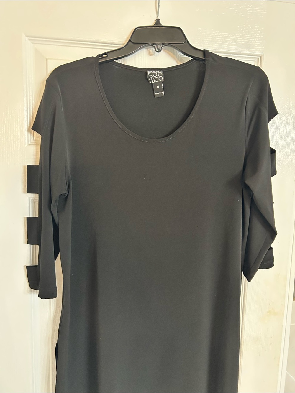 Clara Sun Woo Black Ladder-Sleeve Tunic Top